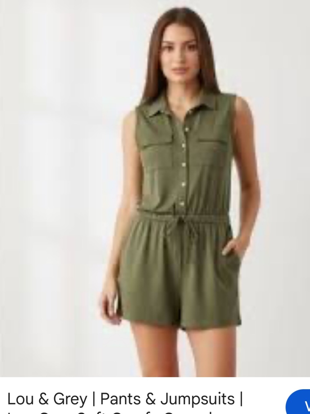 Lou & Grey Olive Green Sleeveless Utility Romper